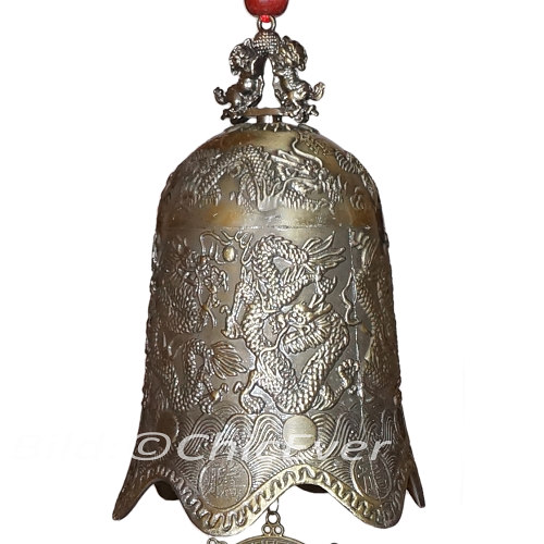 Große chinesische Glocke L70cm mit Drachen in Antik-Look 4172